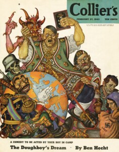 Arthur Szyk (1894-1951) [The Axis Leaders & Satan] Cover illustration for Collier’s, February 27, 1943